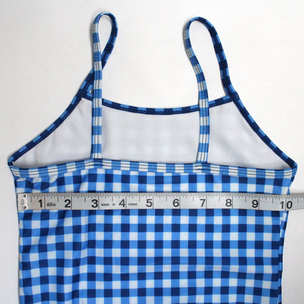 Wonder Nation Girl's 5T One Piece Checkered Blue & White Swim Suit - Ruffle Legs - Picture 7 of 10